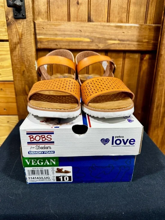 BOBS from Skechers Tan Perforated Slingback Sandals with Buckle - Picture 2 of 7